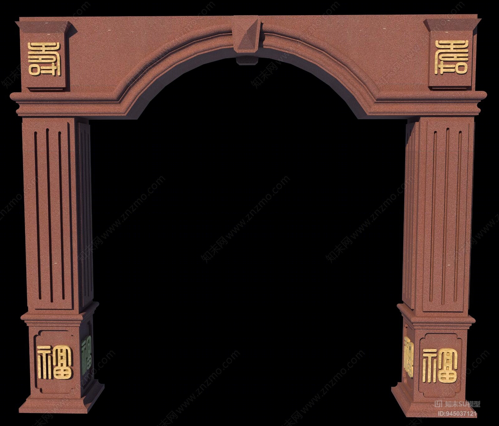 欧式玫瑰庭院室外垭口门SU模型下载【ID:945037121】