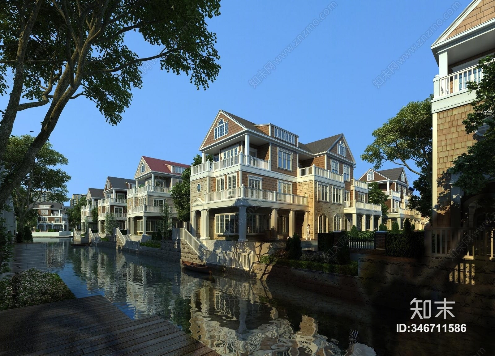 欧式独栋建筑3D模型下载【ID:346711586】