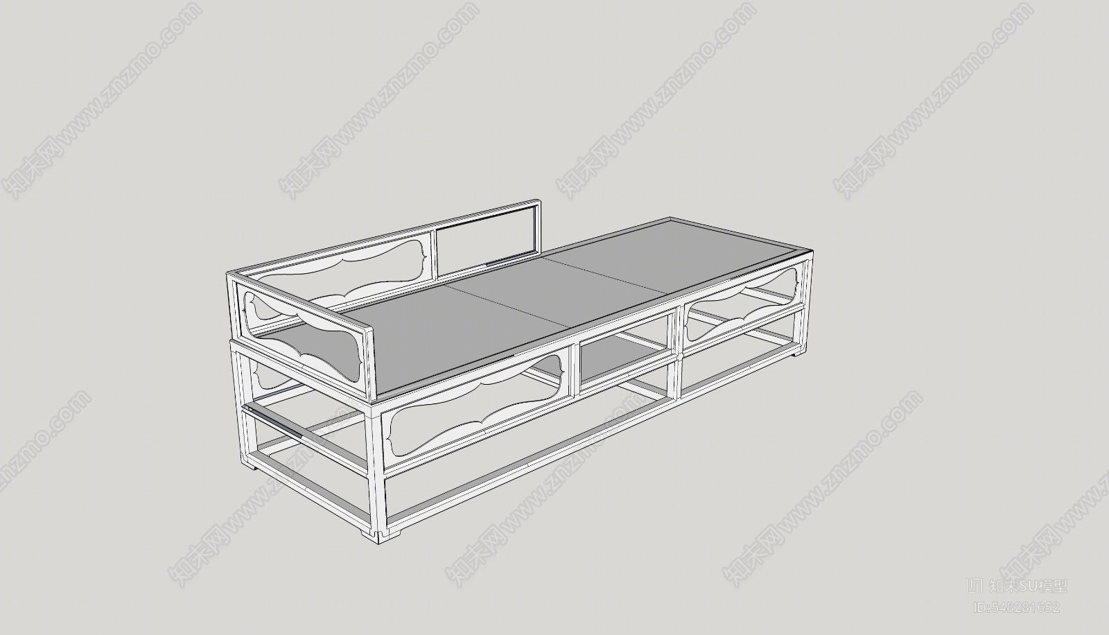 新中式风格卧榻SU模型下载【ID:548281652】