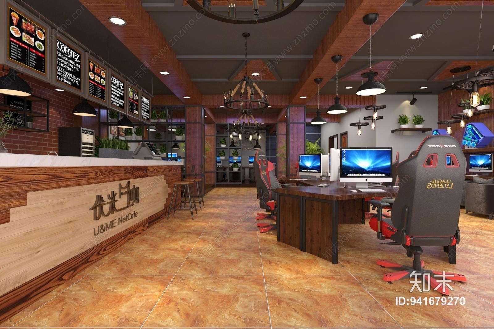 工业风网咖网吧3D模型下载【ID:941679270】