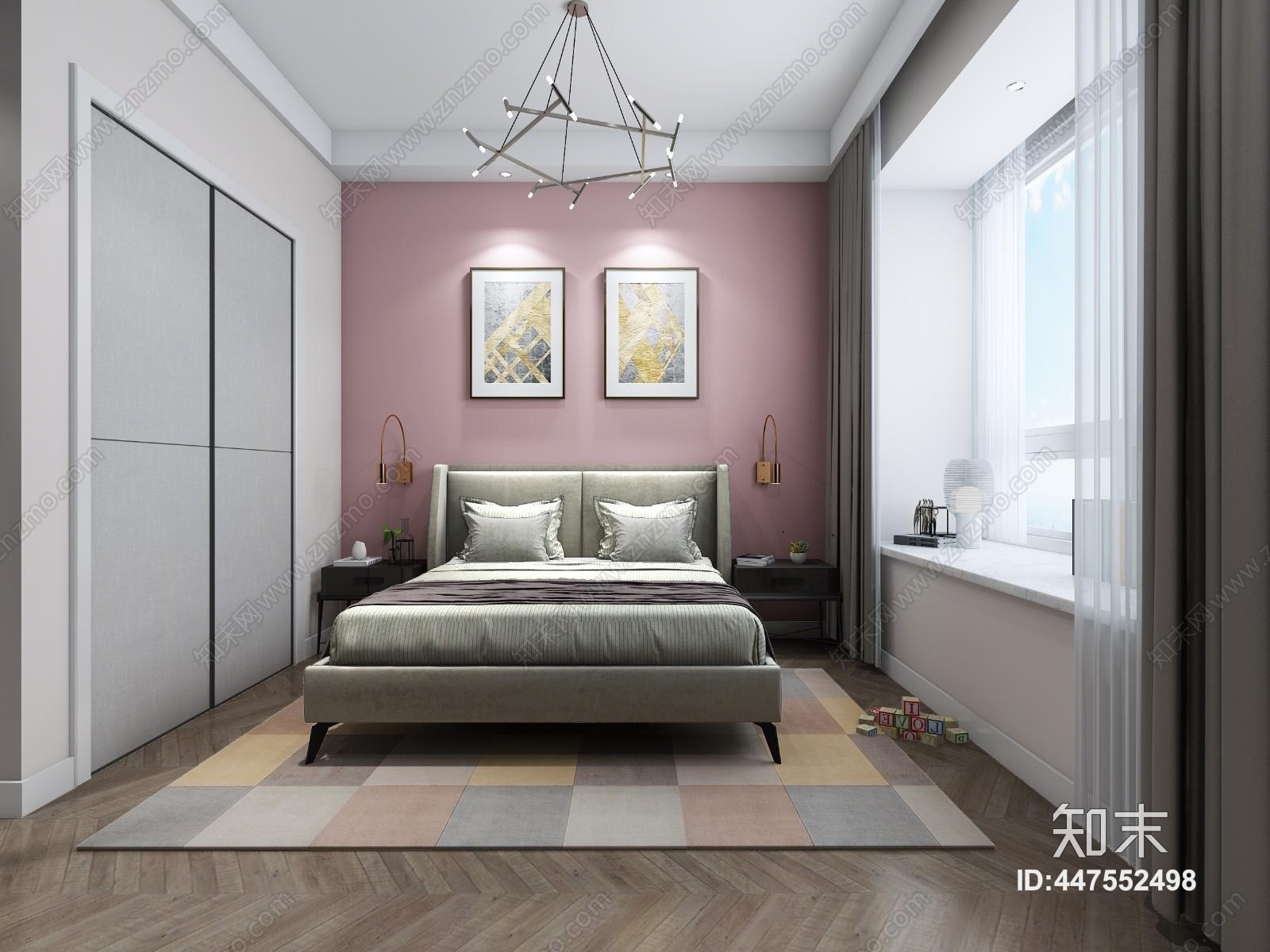 现代简约卧室3D模型下载【ID:447552498】