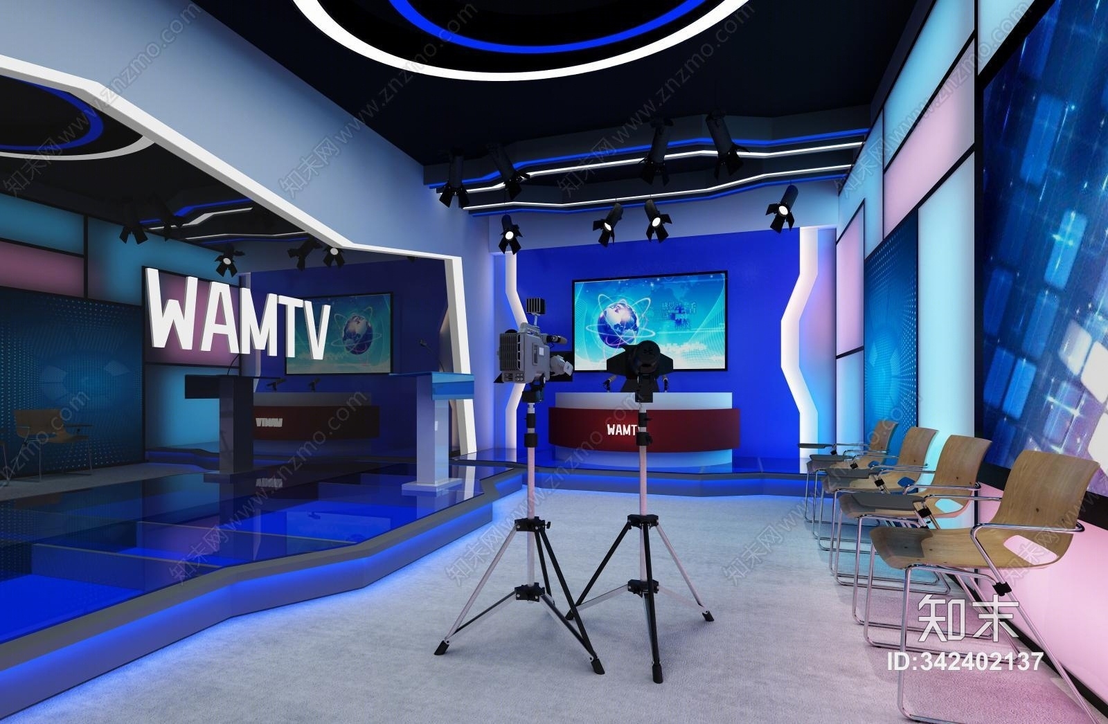 现代演播室3D模型下载【ID:342402137】