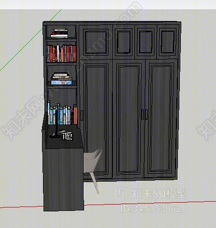 推拉门衣柜书桌一体SU模型下载【ID:345153062】