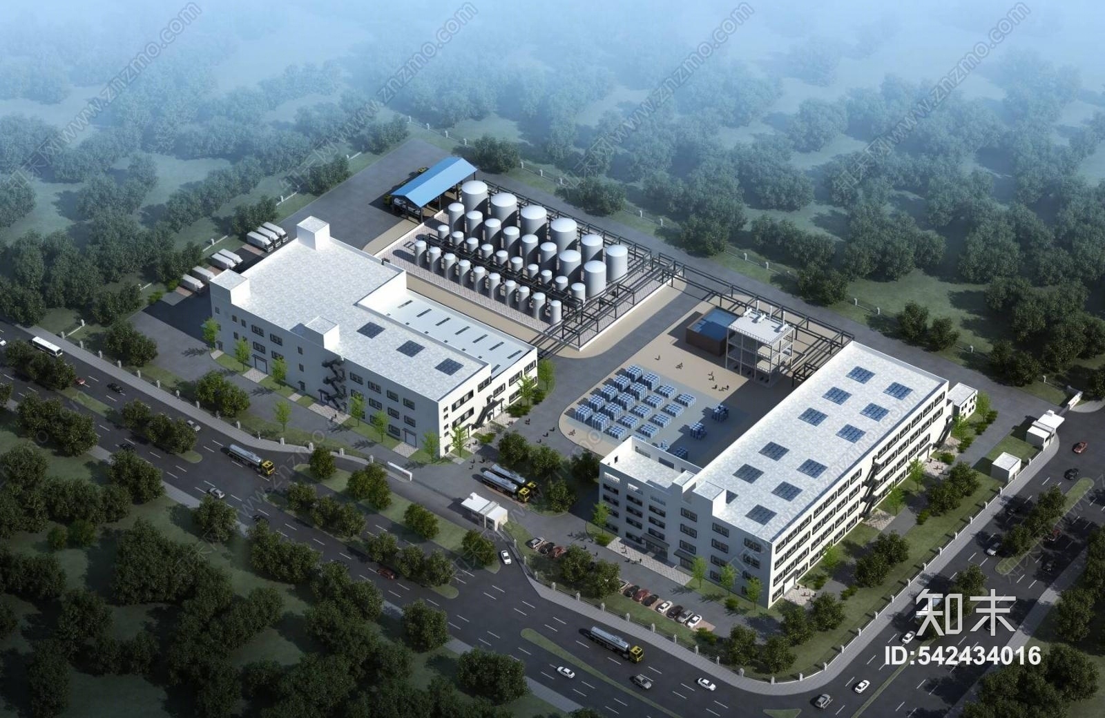 润滑油厂房3D模型下载【ID:542434016】