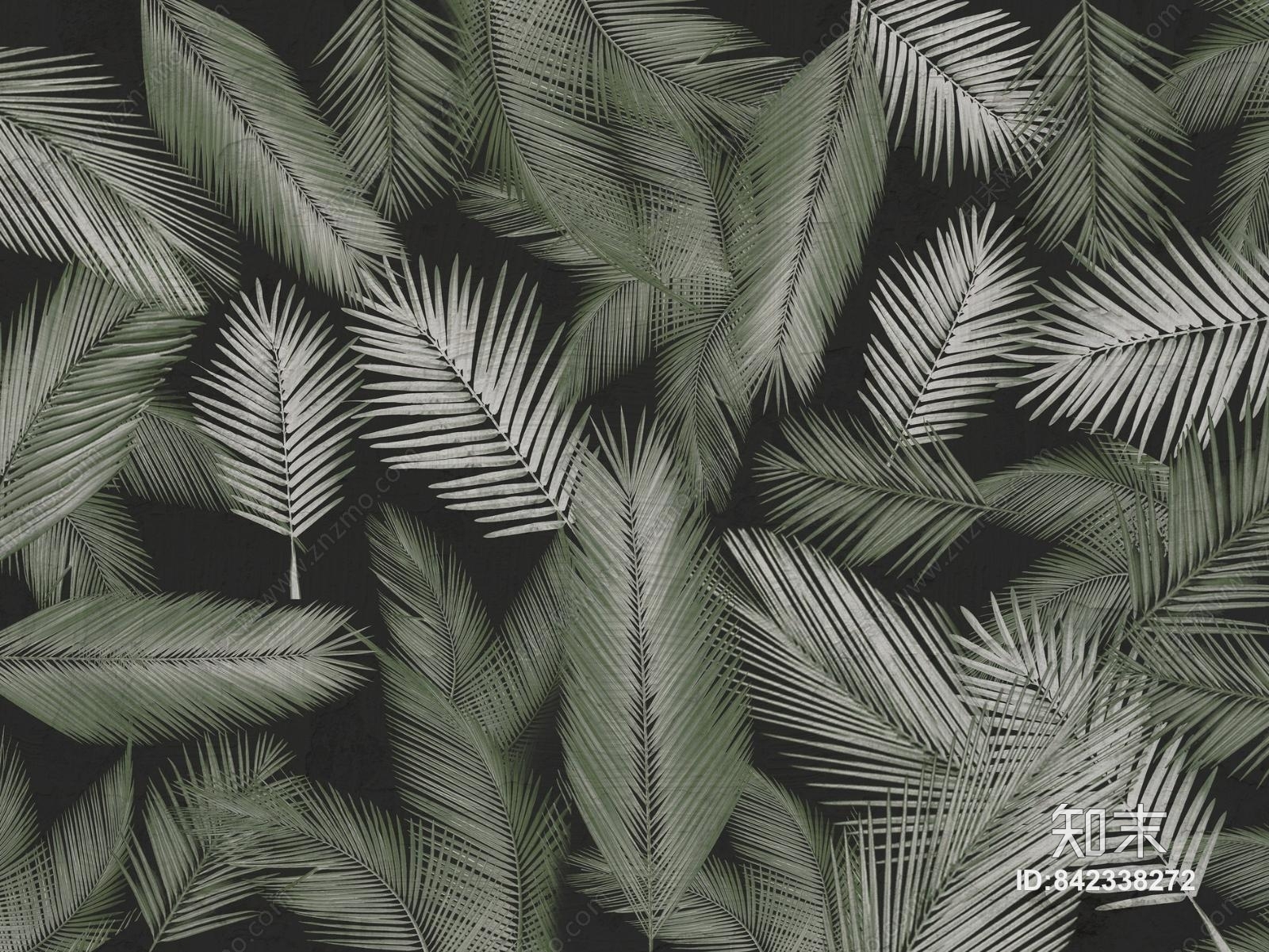 现代树叶装饰壁纸贴图下载【ID:842338272】