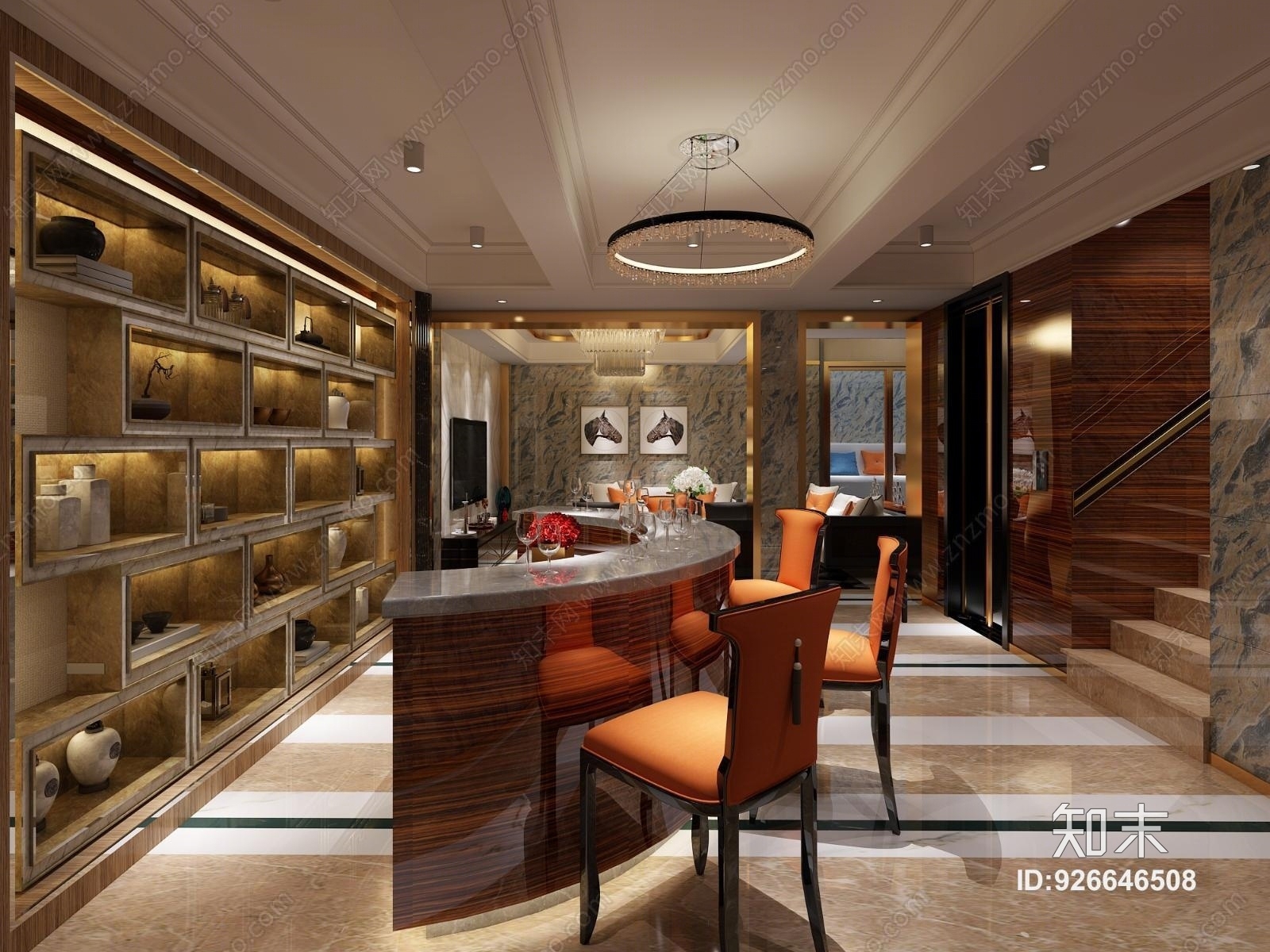 后现代酒窖吧台3D模型下载【ID:926646508】