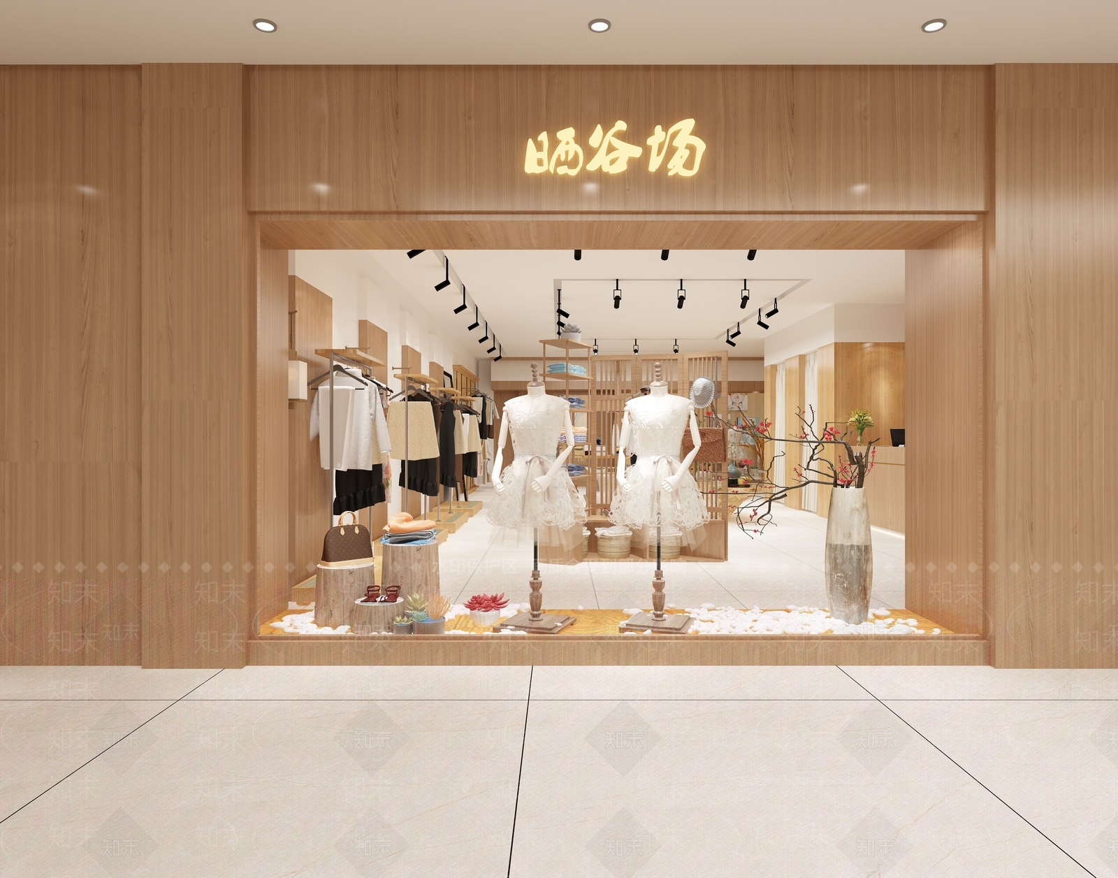 中式橱窗服装店门头3D模型下载【ID:534739442】