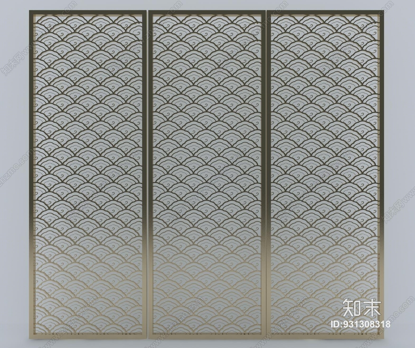 新中式云纹镂空隔断3D模型下载【ID:931308318】