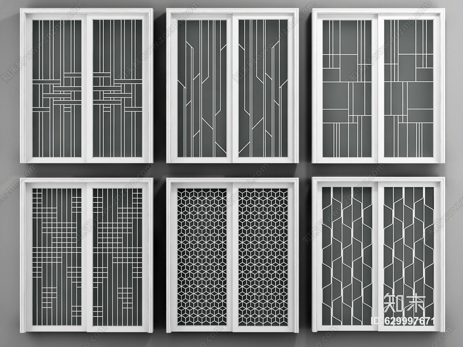 白色推拉门组合模型3D模型下载【ID:629997671】
