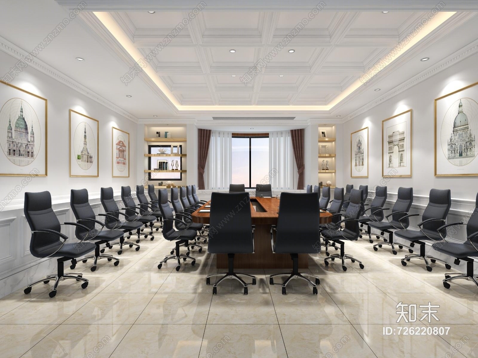 简欧室内会议室模型3D模型下载【ID:726220807】