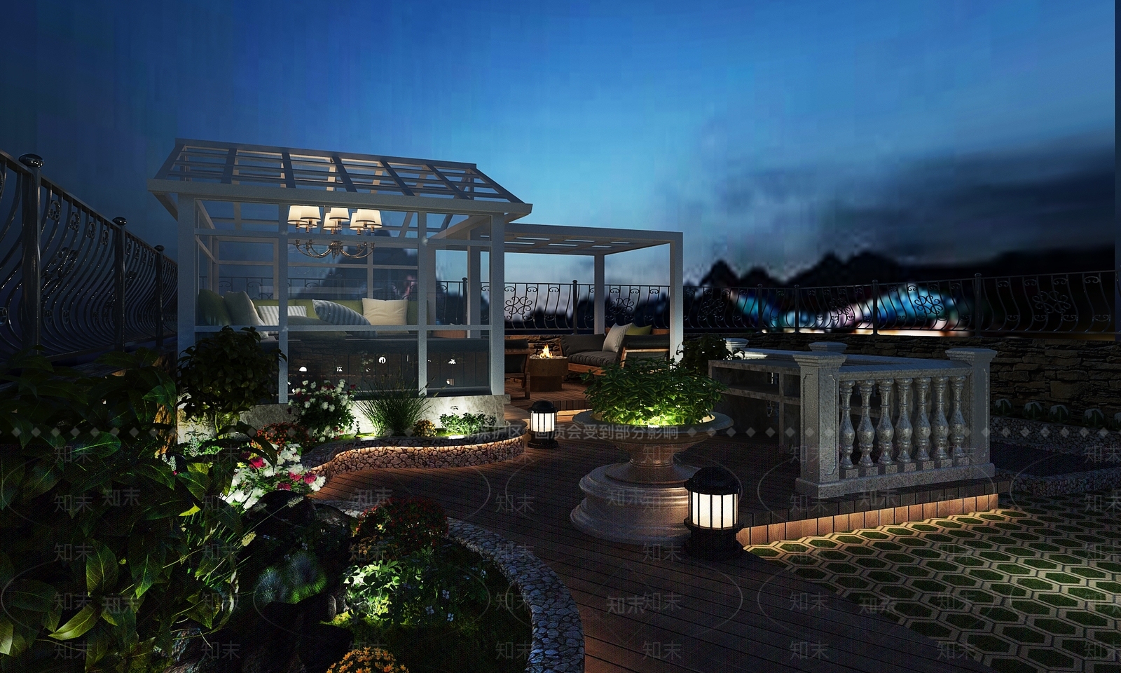 中式楼中楼空中花园3D模型下载【ID:934966880】