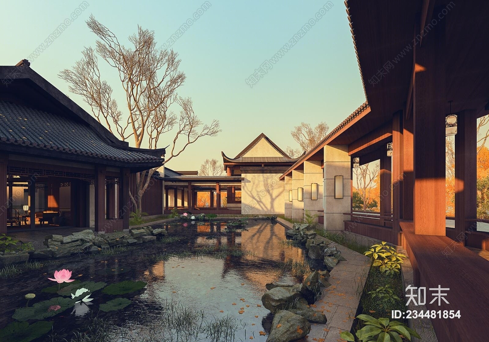 中式庭院古建3D模型下载【ID:234481854】