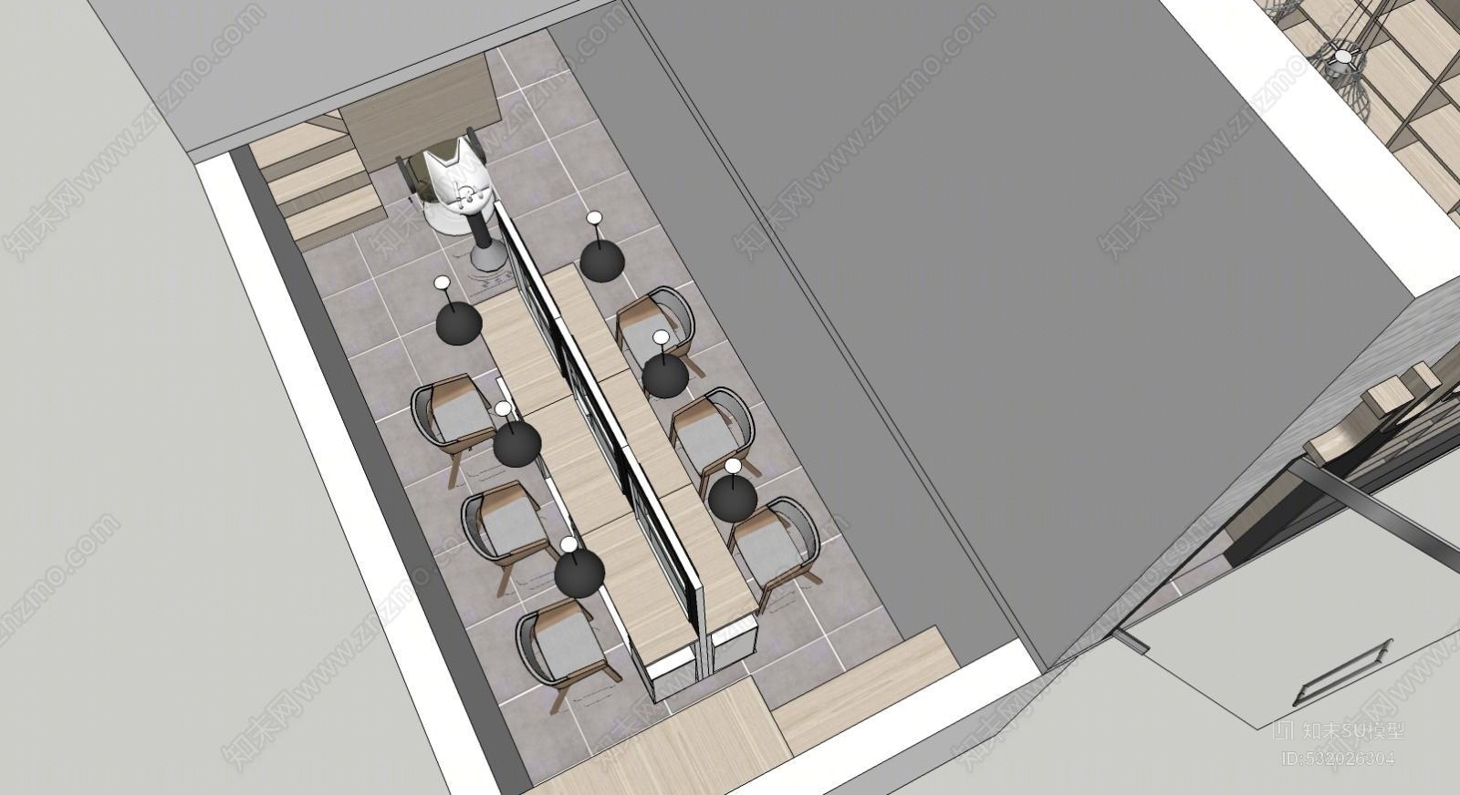 日式自营理发店建筑SU模型下载【ID:532026304】