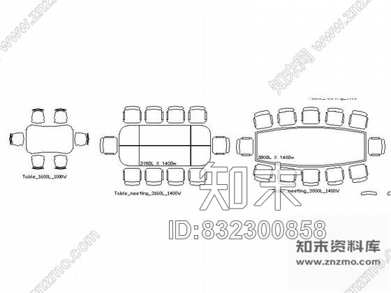 图块/节点办公会议桌CAD图块下载施工图下载【ID:832300858】