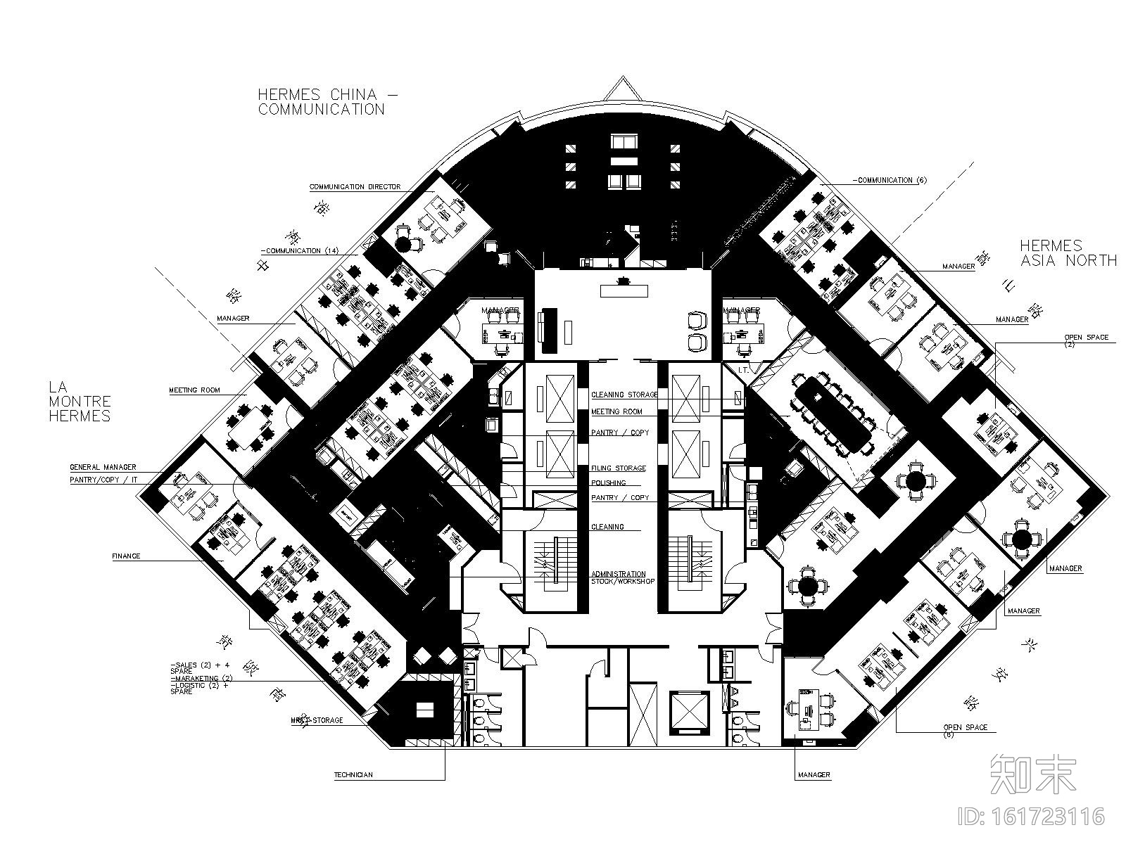 [上海]爱马仕上海办公室室内装修CAD施工图+效果图cad施工图下载【ID:161723116】
