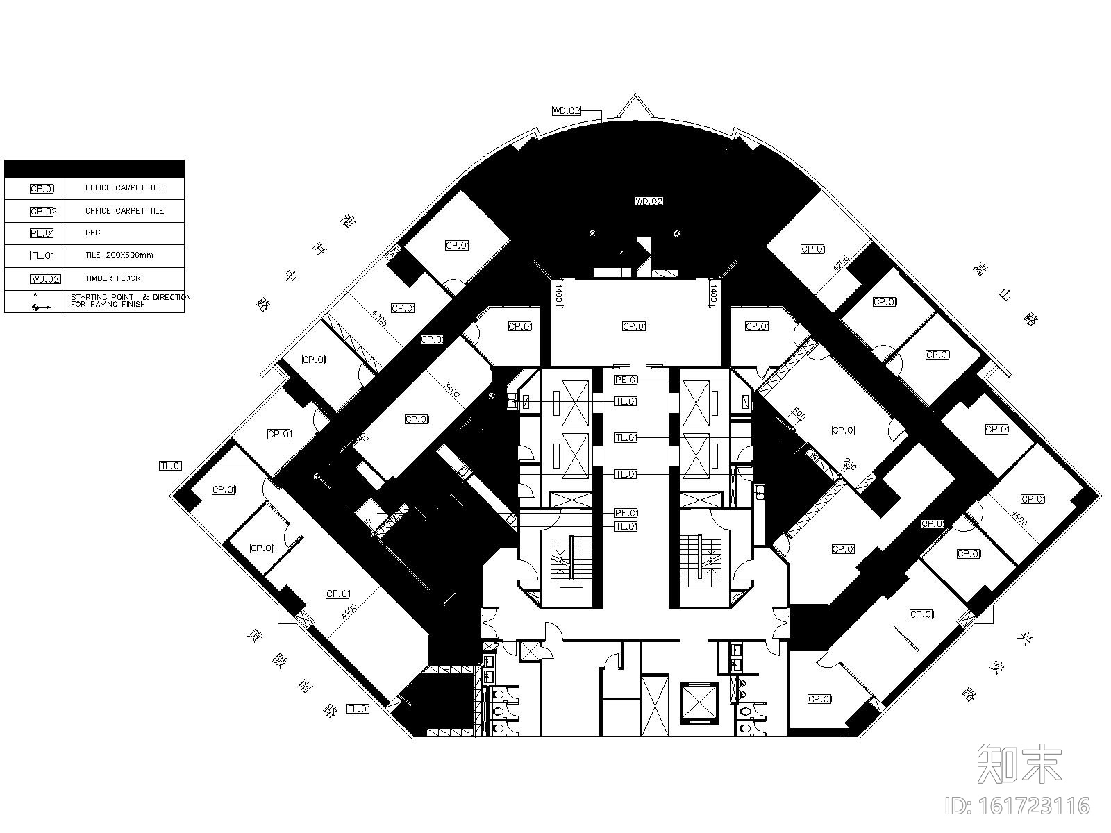 [上海]爱马仕上海办公室室内装修CAD施工图+效果图cad施工图下载【ID:161723116】
