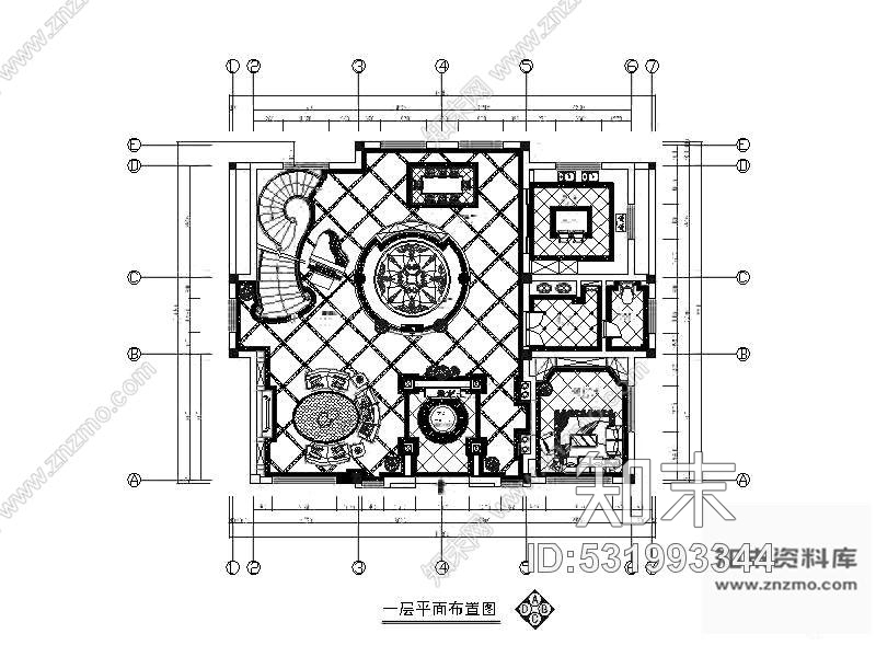 施工图田园风格别墅装修图施工图下载【ID:531993344】