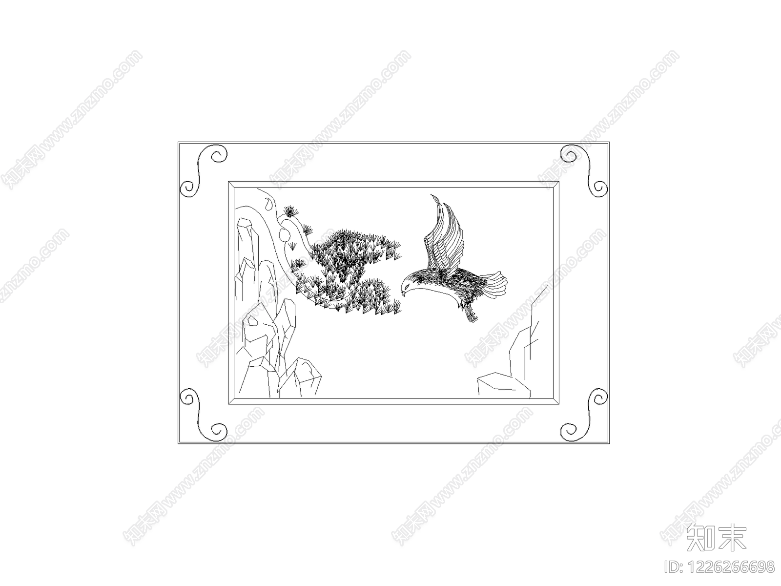 陈设类立面挂画cad施工图下载【ID:1226266698】