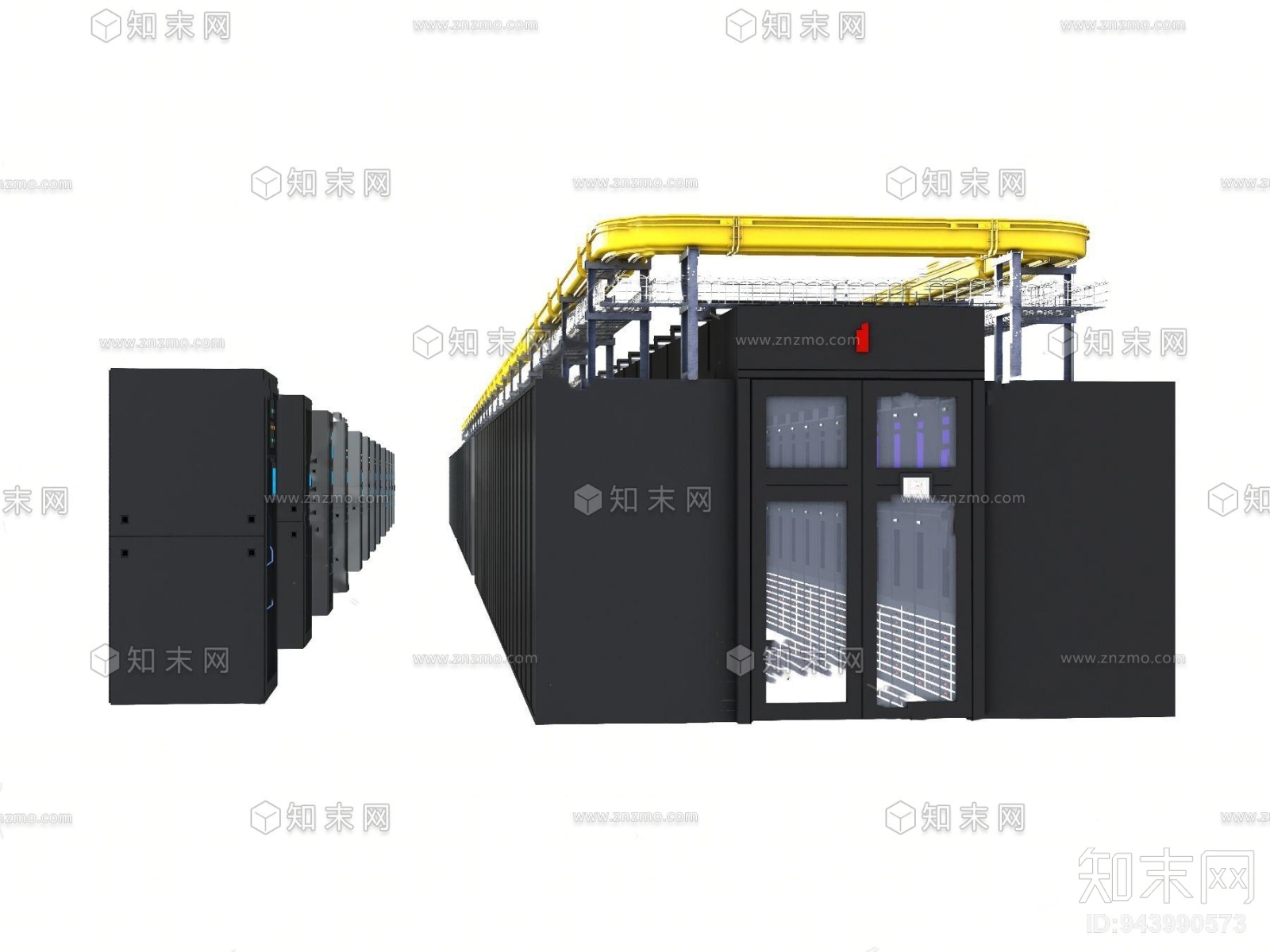 现代服务器机柜3D模型下载【ID:943990573】