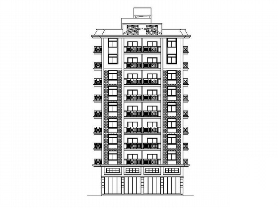 [南安]某九层独栋商住楼建筑方案图(含效果图）cad施工图下载【ID:167625141】