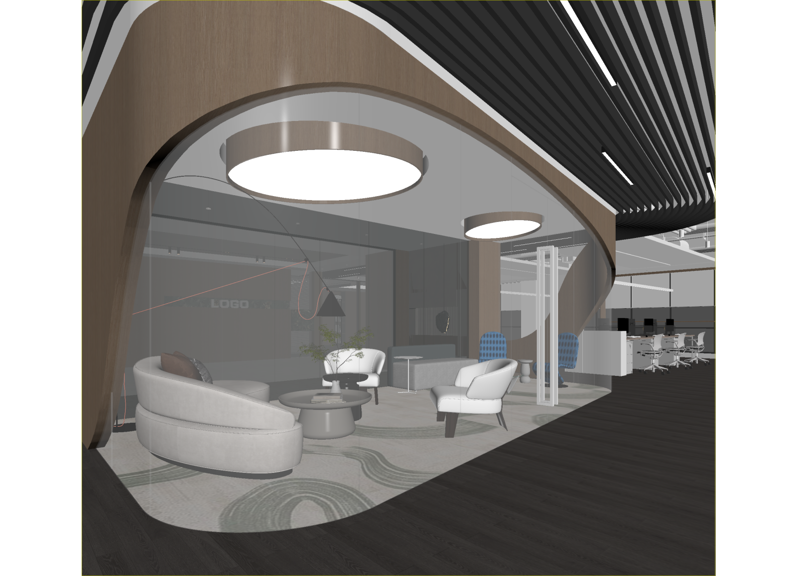 现代办公大厅3D模型下载【ID:1214681224】