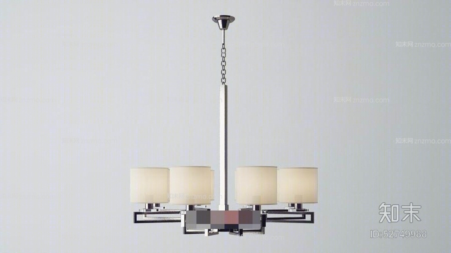 现代银色铁艺吊灯3D模型下载【ID:52749988】