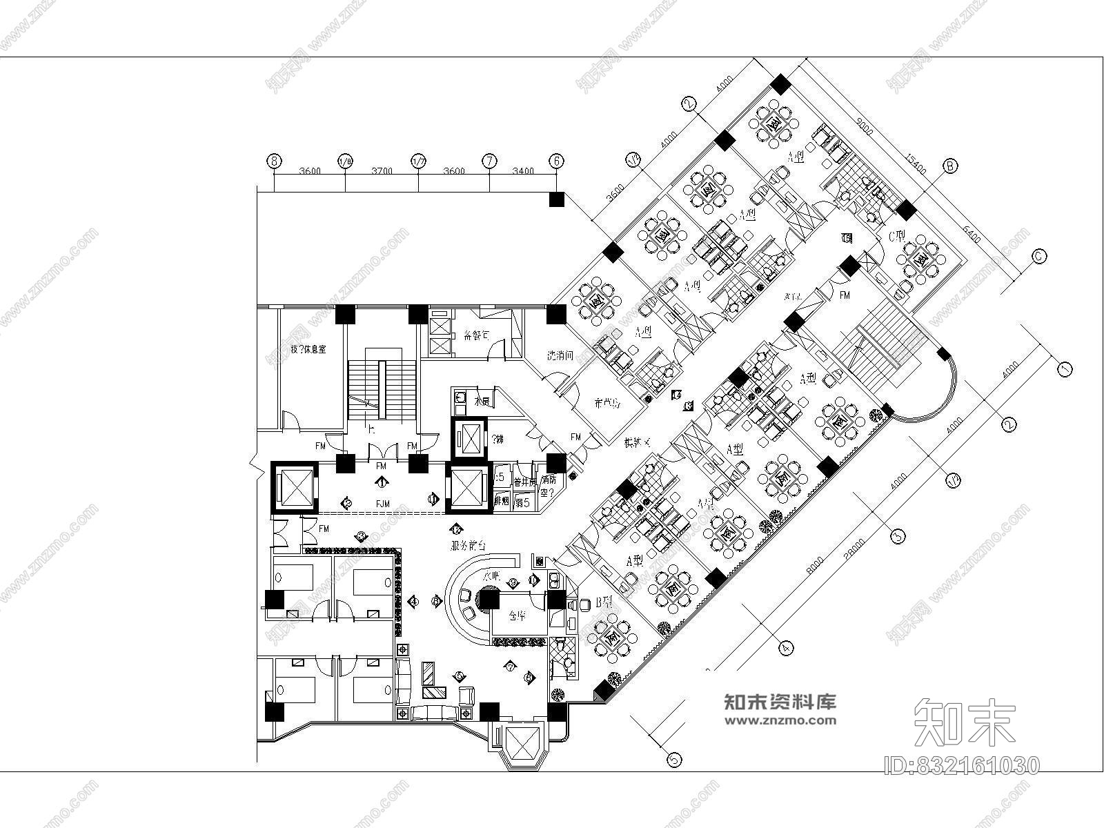 某酒楼棋牌室装修施工图施工图下载【ID:832161030】