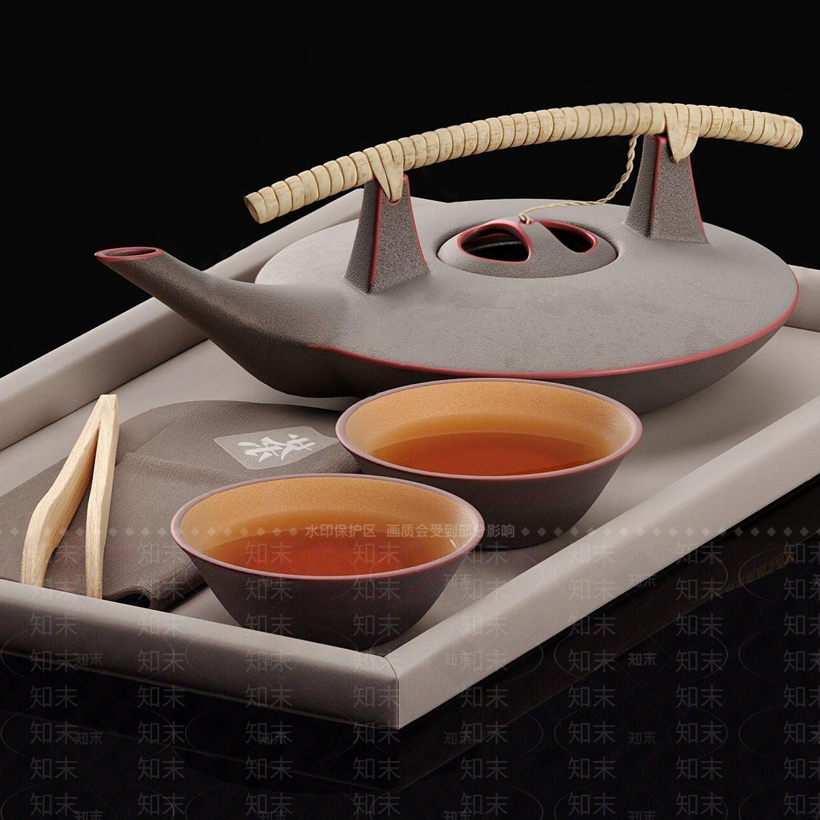 新中式禅意茶具3D模型下载【ID:1127428934】