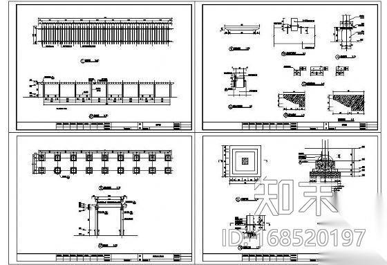 芬兰木廊架详图cad施工图下载【ID:168520197】