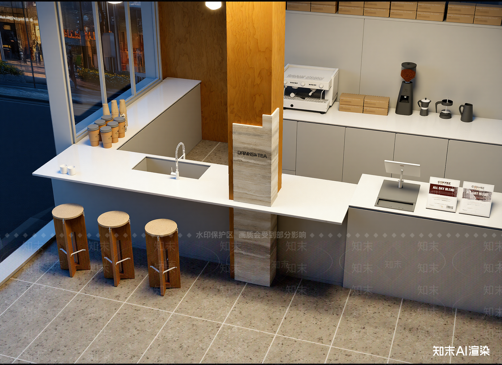 现代咖啡厅3D模型下载【ID:1214852221】