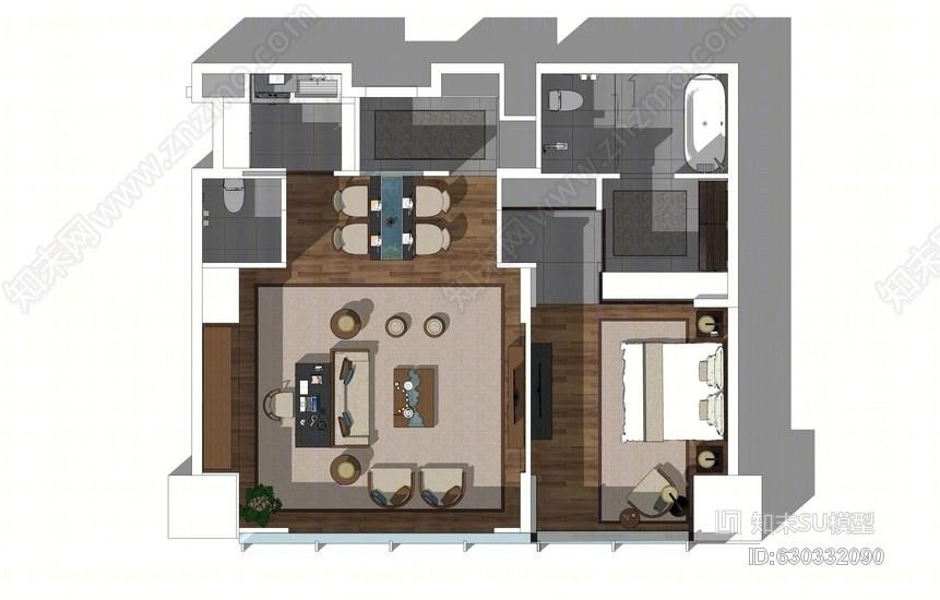 酒店套房SU模型下载【ID:630332090】