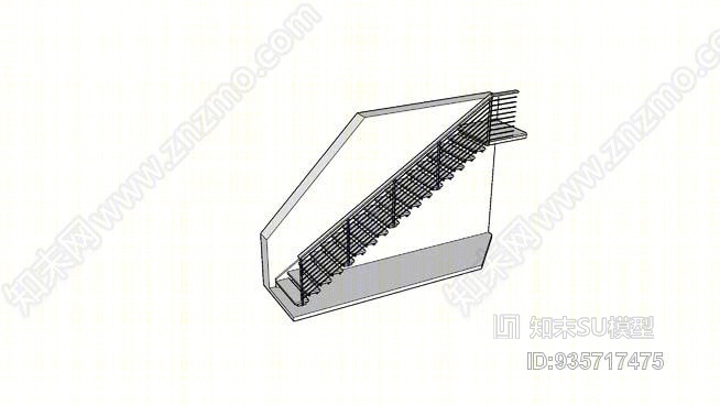 悬臂式楼梯和栏杆SU模型下载【ID:935717475】