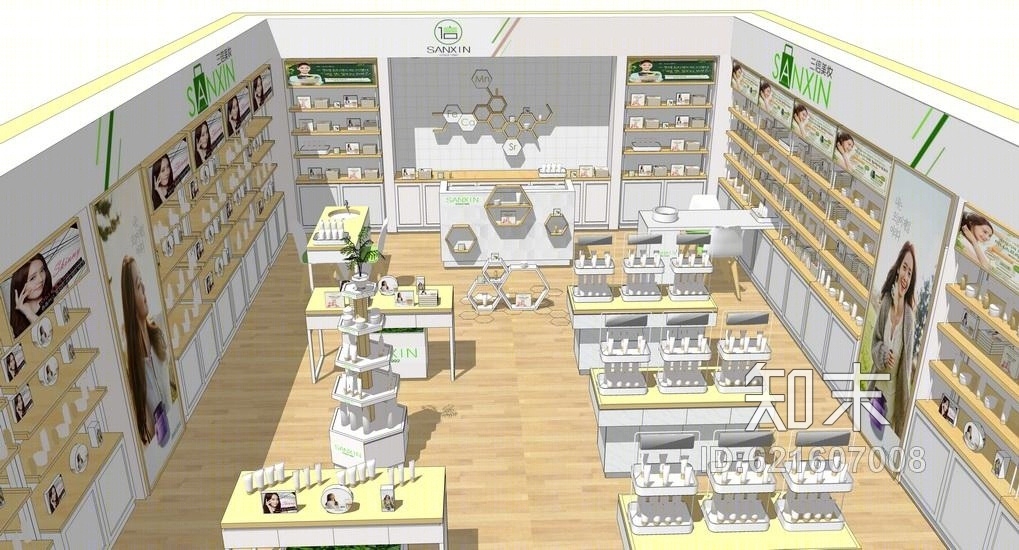 化妆品专卖店SU模型下载【ID:621607008】