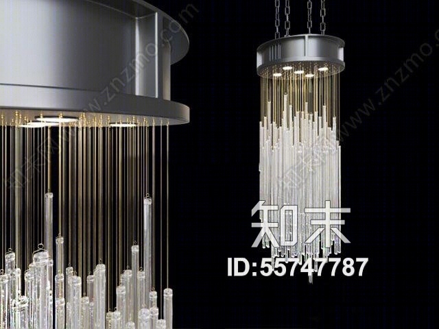 现代工业风水晶吊灯下载3D模型下载【ID:55747787】