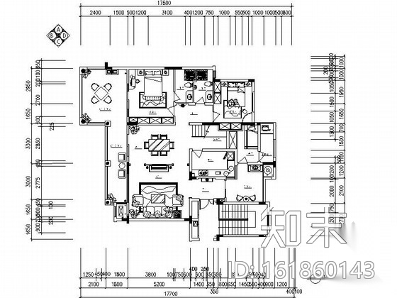 [重庆]古典风格三层别墅装修图cad施工图下载【ID:161860143】