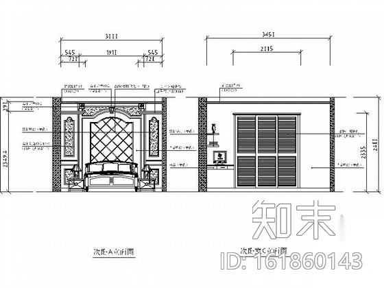 [重庆]古典风格三层别墅装修图cad施工图下载【ID:161860143】