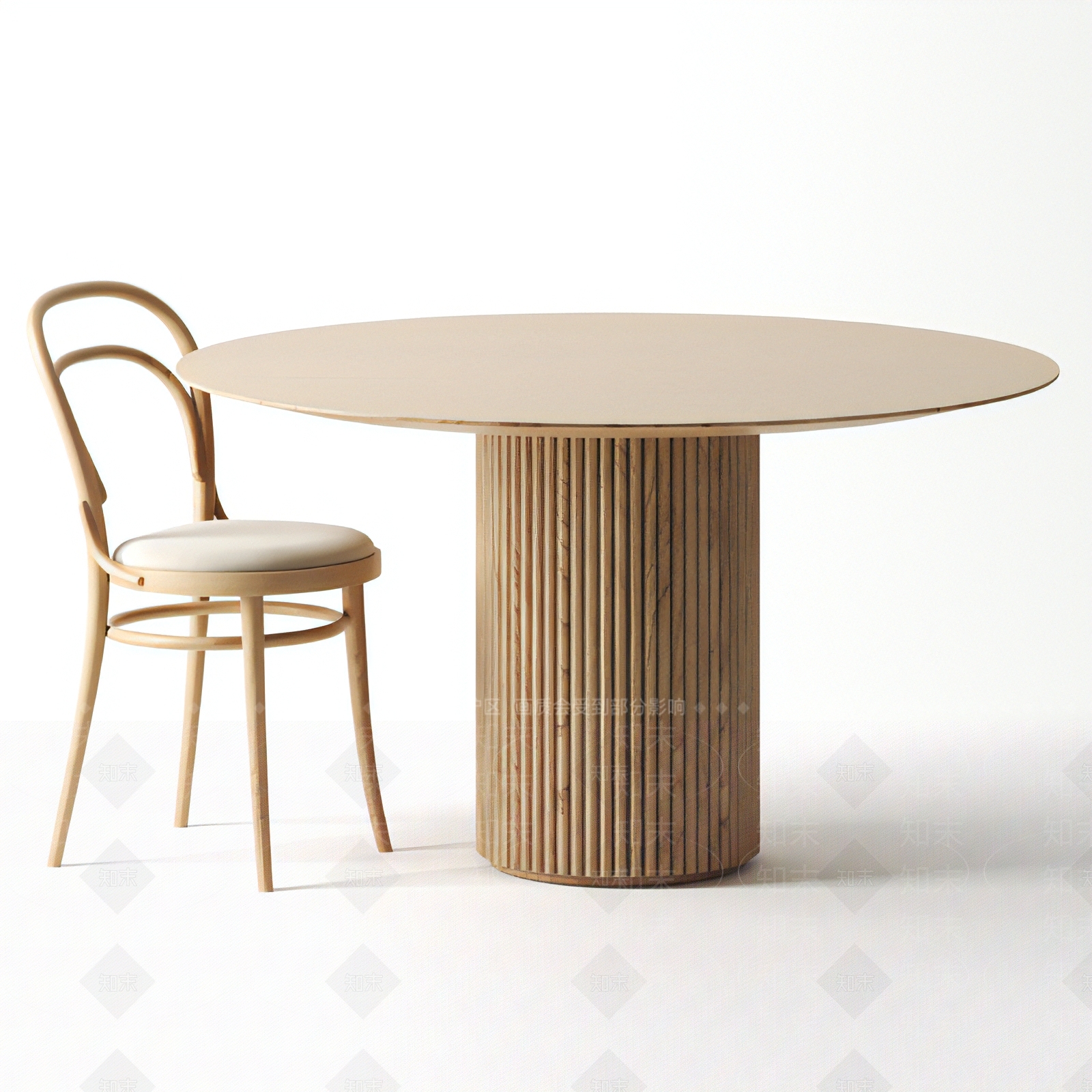 北欧圆形餐桌椅组合3D模型下载【ID:1128117799】
