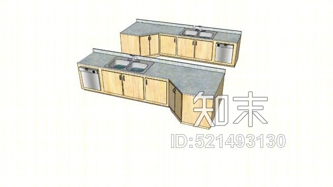 内置洗碗机（左手和右手）的厨房水槽SU模型下载【ID:521493130】