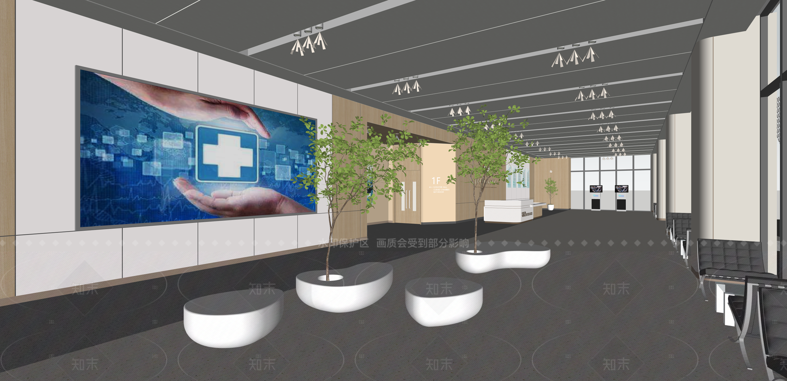现代办公大堂SU模型下载【ID:1216053729】