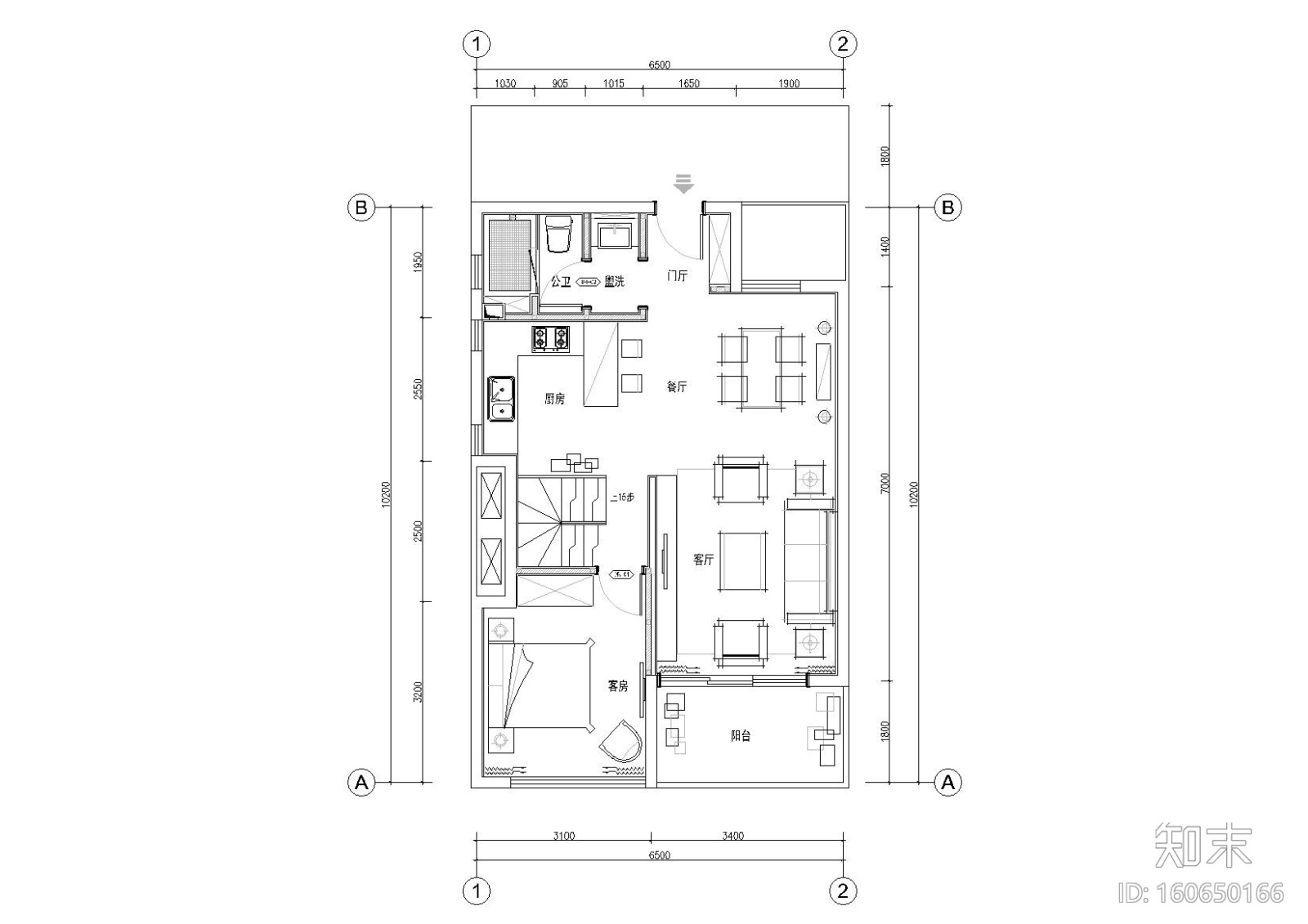 [福建]115㎡二层loft三居SOHO样板房​图纸施工图下载【ID:160650166】