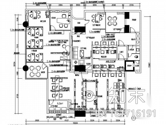 [深圳]首家上市现代股份制商业金融机构支行装修施工图cad施工图下载【ID:161716191】