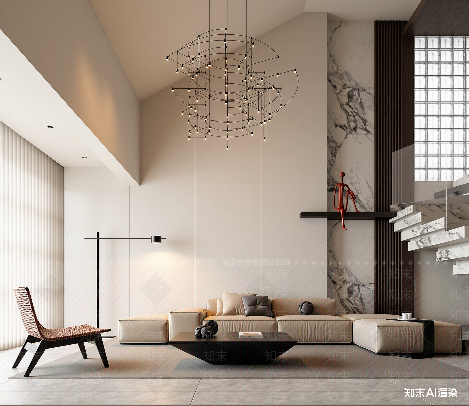 现代挑空客厅3D模型下载【ID:1221511466】