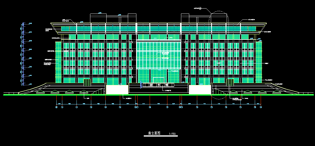 东南大学建筑设计院—济南大学图书馆建筑施工图cad施工图下载【ID:151540178】