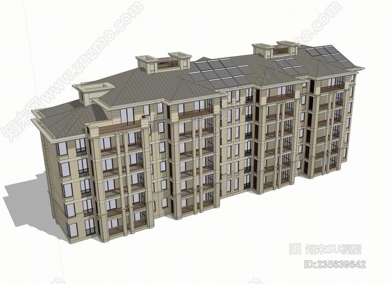 草原风多层住宅SU模型下载【ID:235639642】