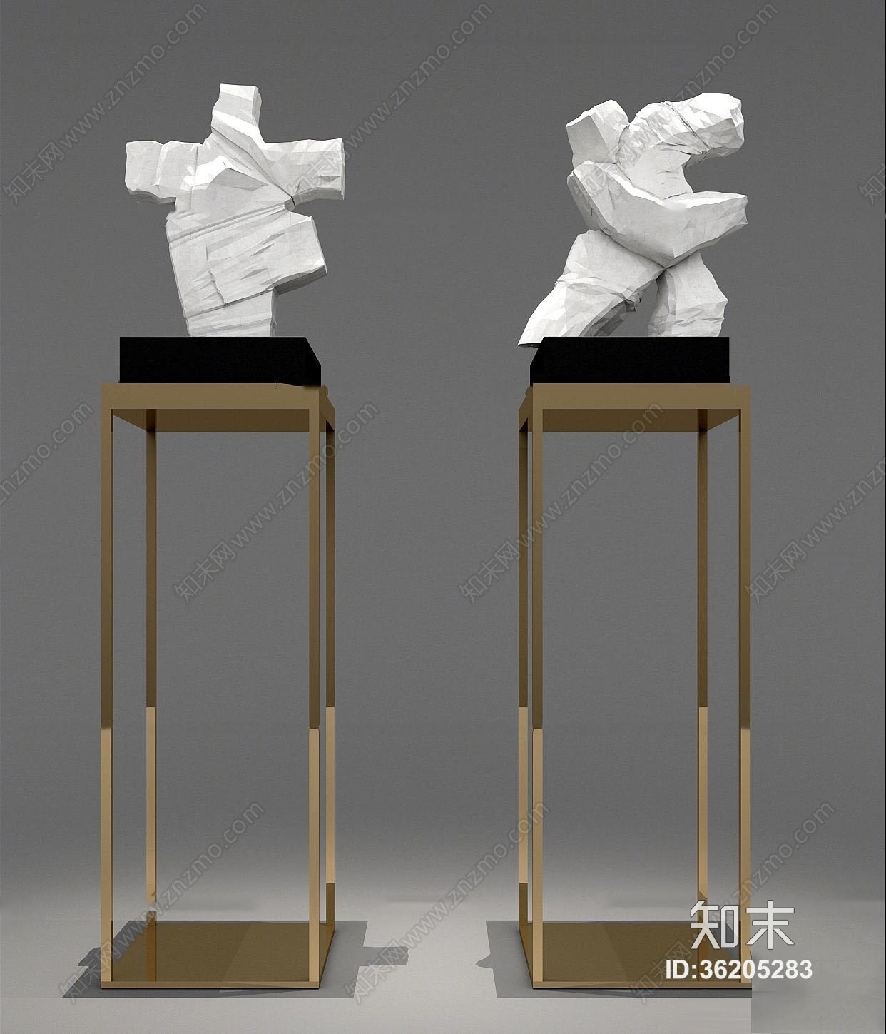 现代石雕雕塑组合3D模型下载【ID:36205283】