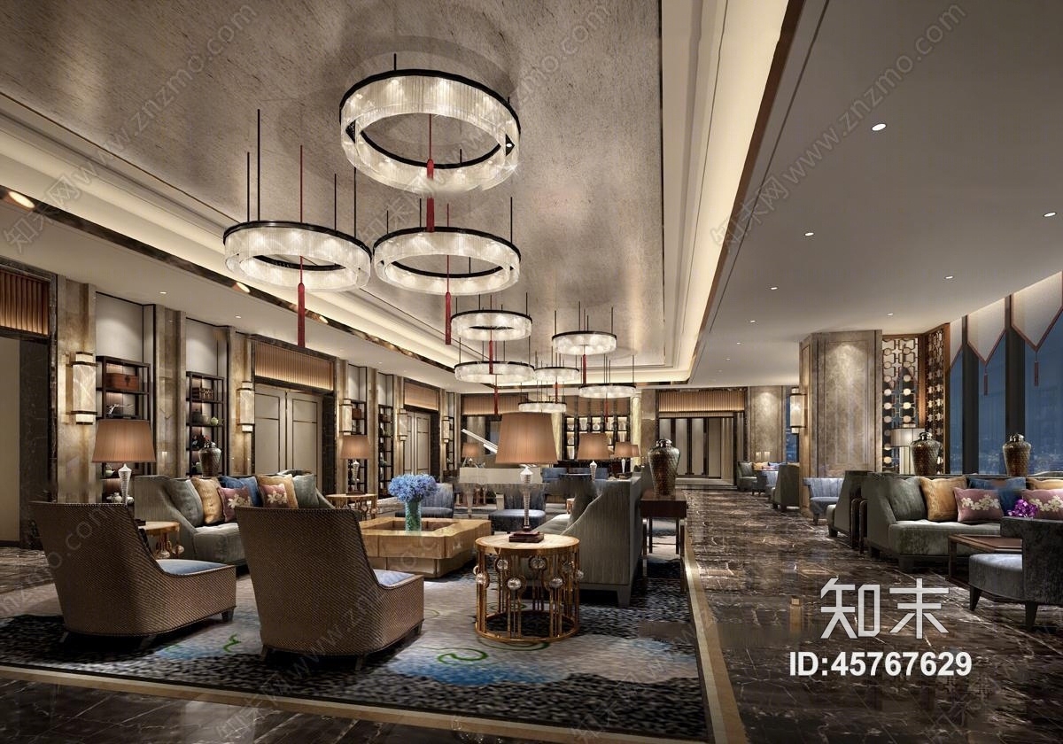 现代会所休息区3D模型下载【ID:45767629】