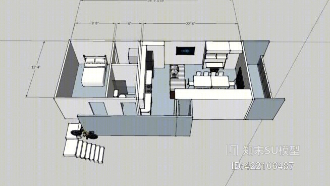 楼上一居室公寓SU模型下载【ID:422106487】