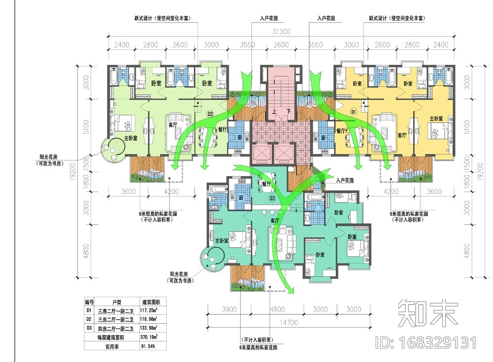 10套住宅户型平面图施工图下载【ID:168329131】