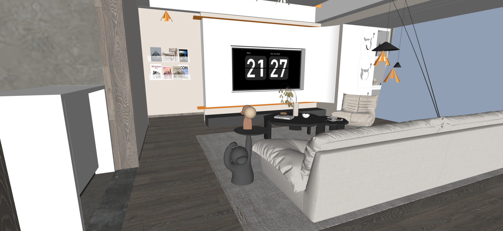 现代家居客厅SU模型下载【ID:1222162057】