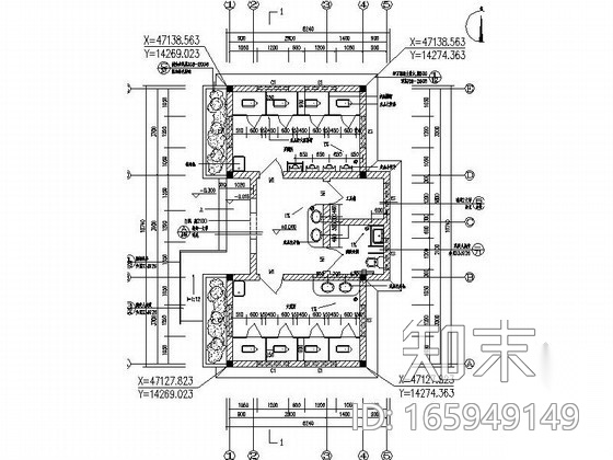 某坡屋顶单层公共厕所卫生间建筑cad施工图下载【ID:165949149】